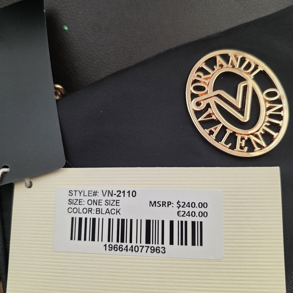 NWT Valentino Orlandi Black Nylon Crossbody Bag with Gold Accents - Picture 3 of 7